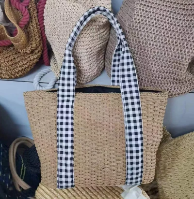Saco tecido de papel longo com fita de algodão para meninas