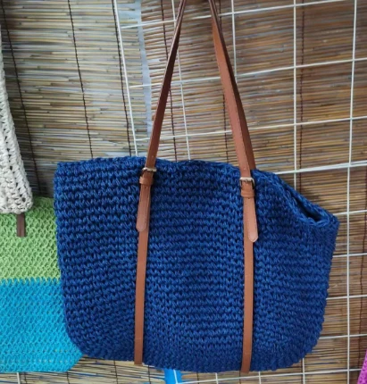 Bolsa de Palha Feminina Moda Azul