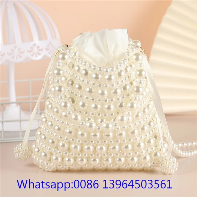 Bolsa de mão de pérola falsa para mulheres