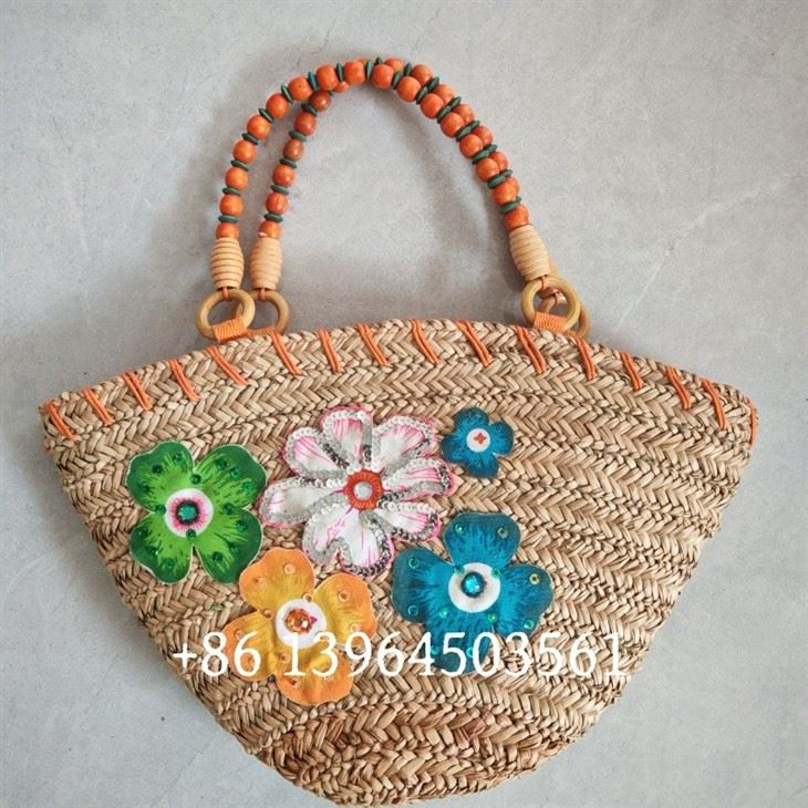 Bolsas de palha femininas com bordado