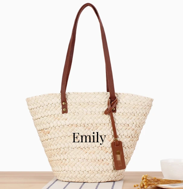 Bolsas femininas de palha de milho natural