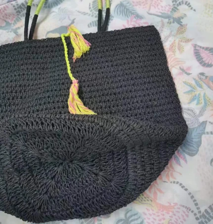 Bolsa de palha de papel grande preta de papel