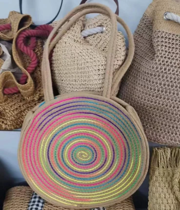 Mulheres costuradas corda de algodão multicolorido Bolsa