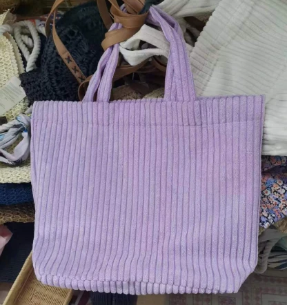 Sacola de compras feminina de veludo roxo