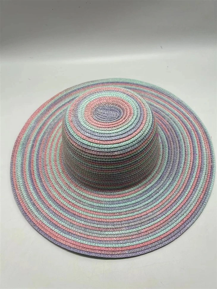 Chapéu de palha de papel colorido para mulher