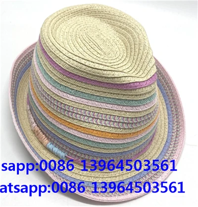 Chapéu de palha Fedora multicolorido para mulheres