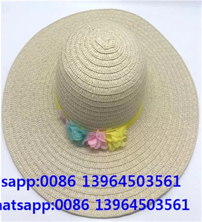 Chapéu Bege de Verão Feminino com Flor Feita à Mão
