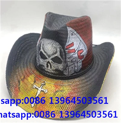 Chapéu de palha de cowboy ocidental masculino