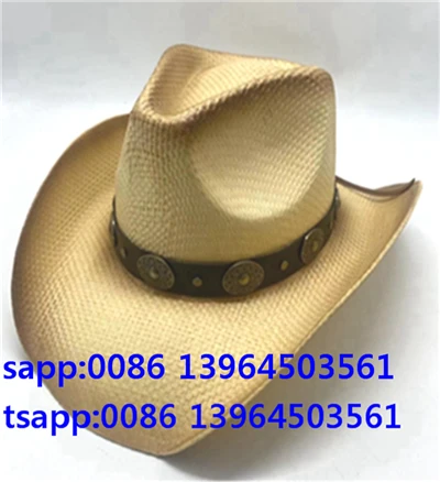 Chapéu de palha ocidental masculino feminino boné de verão