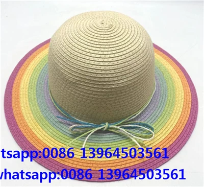 Chapéu de praia de verão de palha de papel para meninas