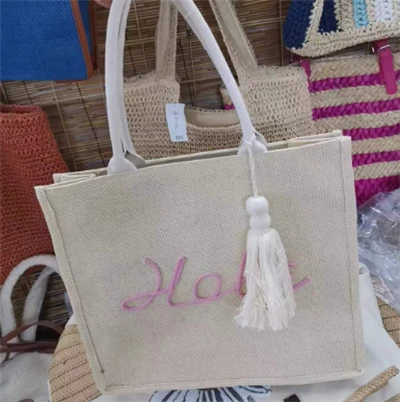 Bolsa para presente em tecido de linho Bolsa escolar para meninas