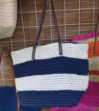 Bolsa grande feminina beidge&black strip