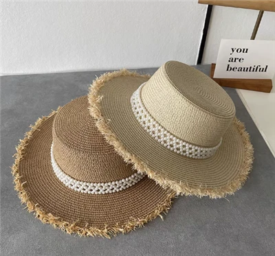 Chapéu de sol feminino feito à mão com pérolas