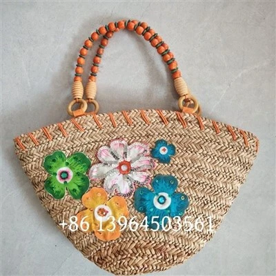 Bolsas de palha femininas com bordado