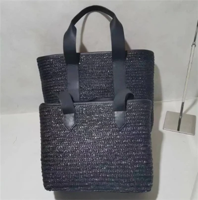 Conjunto de bolsa feminina de tecido de trigo preto, um conjunto