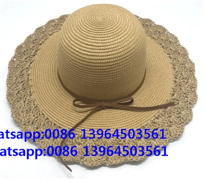 Chapéu de praia feminino de crochê de papel
