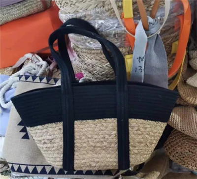 Bolsa de ombro de jacinto de água e corda de algodão