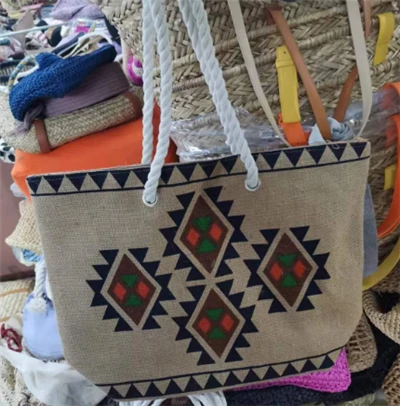Sacola de linho com padrão de impressão