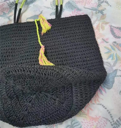 Bolsa de palha de papel grande preta de papel