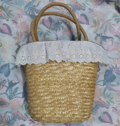 Bolsa feminina pequena de trigo natural