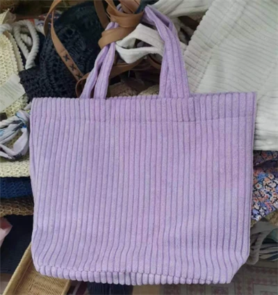 Sacola de compras feminina de veludo roxo