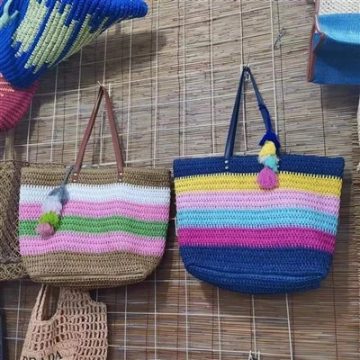 Bolsa de praia grande feminina arco-íris colorida