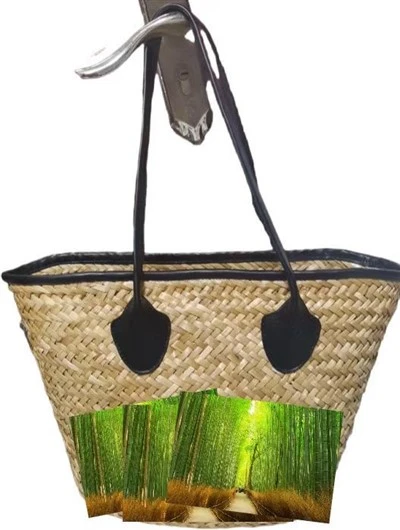 Pintura natural projetada bolsas de ombro de palha