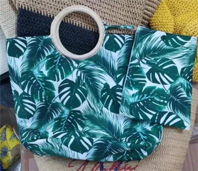 Conjunto de bolsa de praia feminina tropical