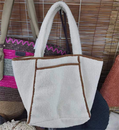 Bolsa casual feminina de lã de cordeiro