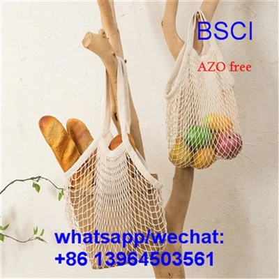 Sacola de compras com cordão de algodão orgânico para vegetais