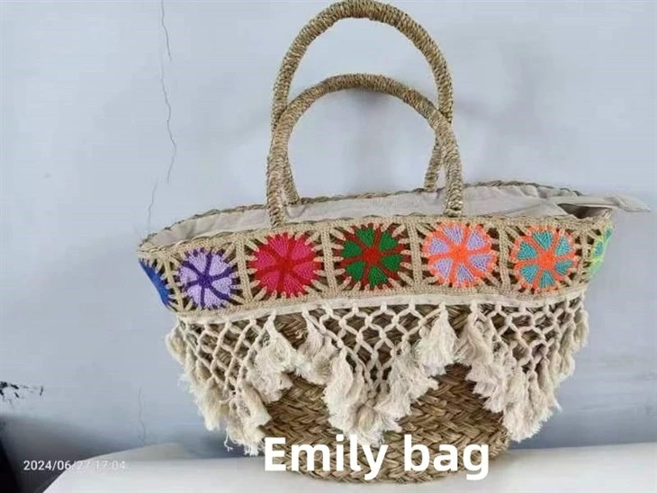 Bolsas femininas tecidas de palha de verão